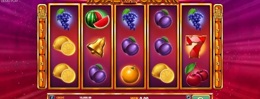 Royal Crown slot machine reels with fruit symbols