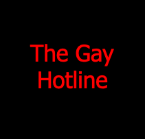 Red text "The Gay Hotline" on black background