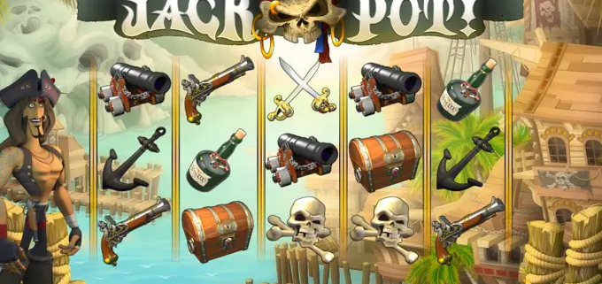 Pirate-themed online slot machine game screen