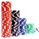 Stacked colorful poker chips in descending order