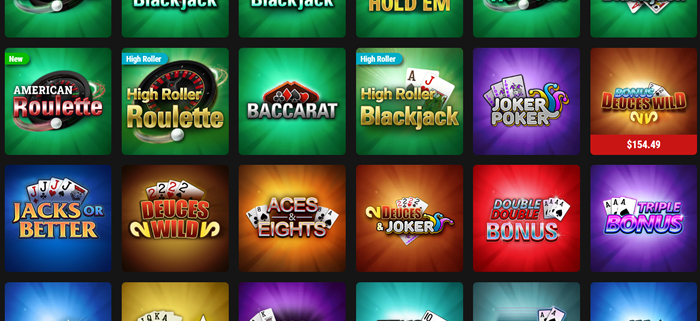 Grid of online casino game thumbnails