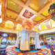 Colorful glass sculpture in casino with slots