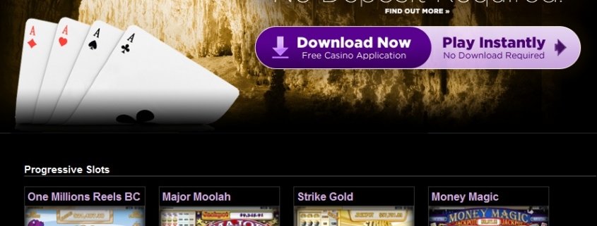 Online casino homepage with slots and cards