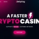 Crypto casino homepage with bitcoin and lightning
