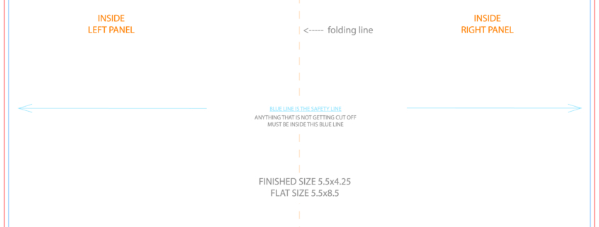 Brochure template layout showing fold and panels