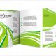 Green brochure template with flowing wave graphics