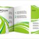 Tri-fold brochure with green swoosh design