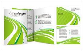 Tri-fold brochure with green swoosh design