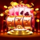 Casino slot machine with triple 7s and coins