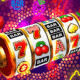 Colorful slot machine reel showing sevens and cherries