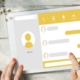 Hands tapping messaging app on tablet