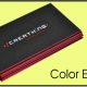 Stack of black business cards with red edges