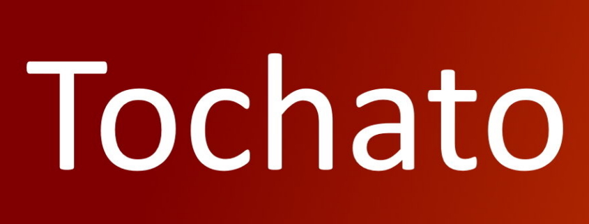 White Tochato text on red gradient