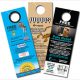 Three colorful promotional door hangers
