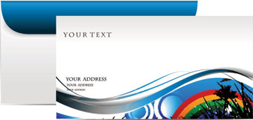 Blue wave letterhead with rainbow and palm trees