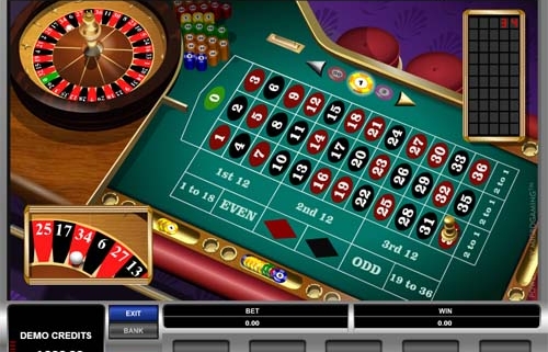 Online casino roulette table with wheel and chips