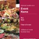 Event invitation with picnic-style food spread
