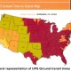 UPS ground transit time map of USA