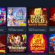 Grid of colorful online slot game thumbnails