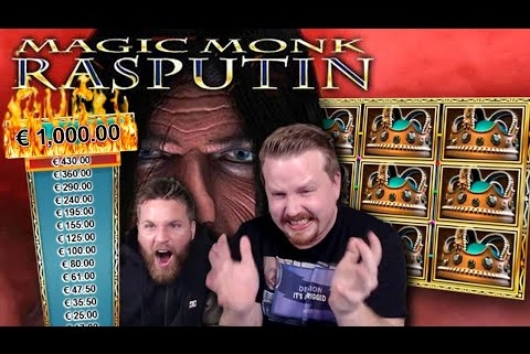Two men celebrating big win on Rasputin slot