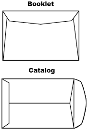 Diagrams of booklet and catalog envelopes