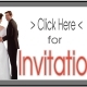 Bride and groom beside "Invitations" button
