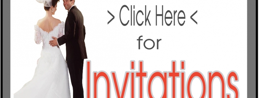 Bride and groom beside "Invitations" button