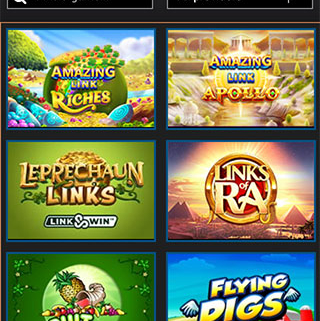 Mobile casino app showing featured slot games
