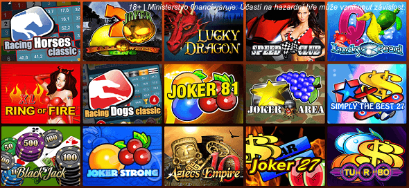 Colorful grid of casino slot game icons