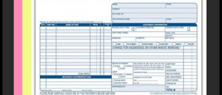 Three-part carbon-copy invoice forms
