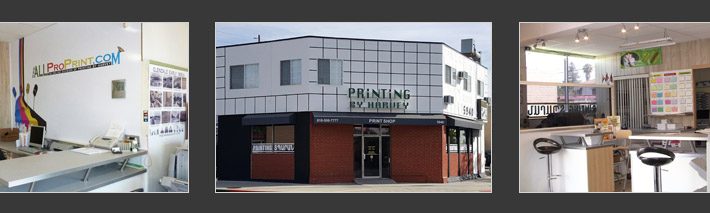 Printing shop exterior with modern studio interiors