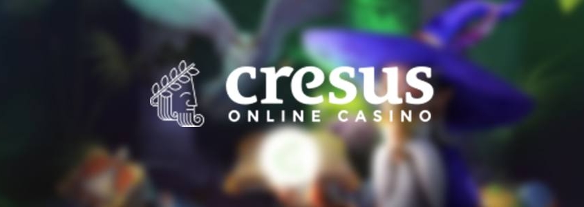 Cresus Online Casino logo on blurred background