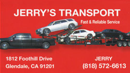 Jerry's Transport car carrier truck on red background