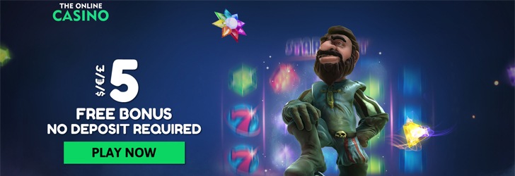 Online casino £5 free bonus promotional banner
