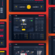 Dark themed online casino dashboard screens