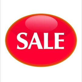Red oval sign reading "SALE