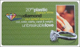 Madiamond advertisement featuring diamond engagement rings