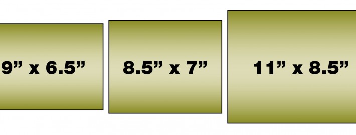 Five rectangles labeled with inch dimensions