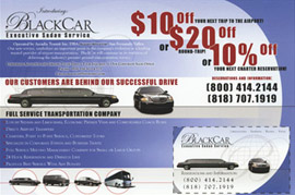 BlackCar executive airport service promotional flyer