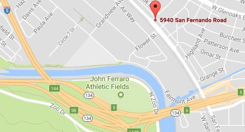 Map with pin at 5940 San Fernando Road