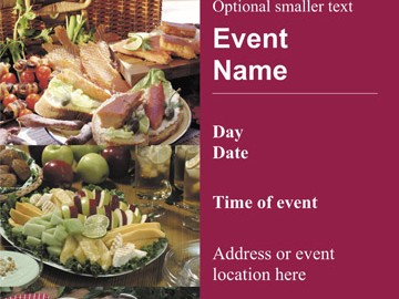 Invitation card featuring picnic basket and food spread