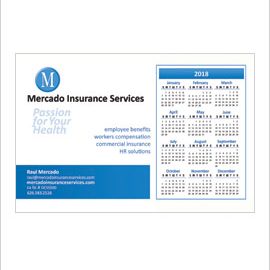 Mercado Insurance business card with calendar
