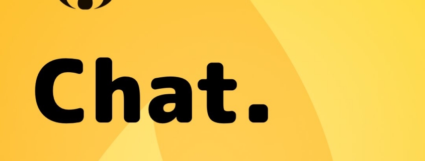 Yellow flame background reading "Chat. Date. Hookup.