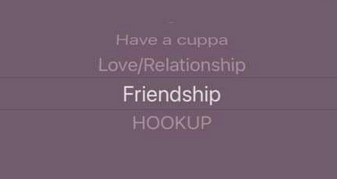 App screen showing Friendship option selected