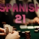 Spanish 21 blackjack table with cards