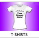 White customizable t-shirt on purple background