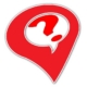Red location pin with question mark