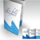 Tri-fold brochure mockup with blue wave design