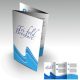Tri-fold brochure with blue wave design