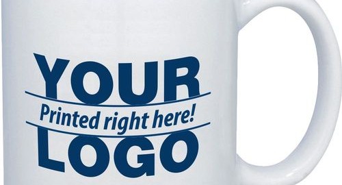 White coffee mug printed "Your Logo